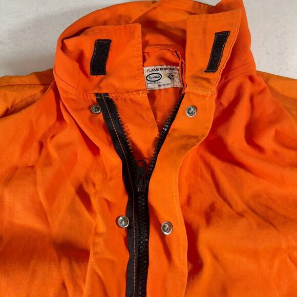 Tyndale FR Full Zip / Snap Cover Shirt Men L Safety Orange Union Made USA Smock - Picture 3 of 14